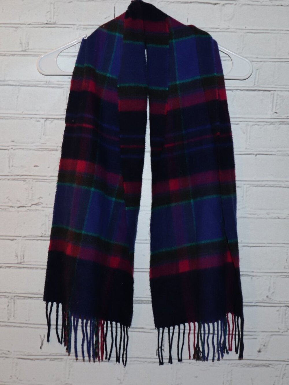 💗💙 Hot Pink & Blue Plaid Scarf · 11" x 52" - Picture 1 of 3